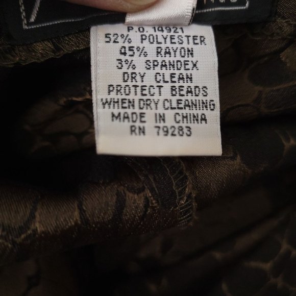 Alex Evenings Dress Size 12 Bronze Brown Croc Print Beaded Embellished Waist - Picture 11 of 11